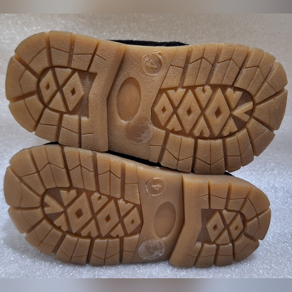 Black Suede Toddler Booties with Tan Soles - Picture 5 of 6